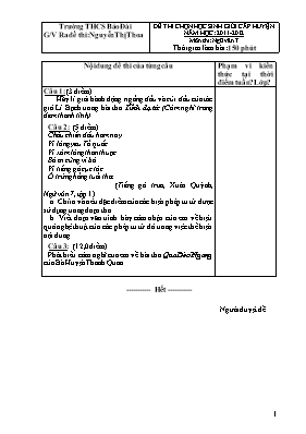 Đề thi chọn học sinh giỏi cấp huyện năm học 2011-2012 môn thi Ngữ văn 7 - Trường THCS Bảo Đài